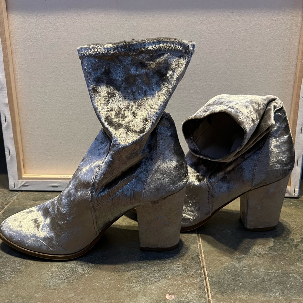 Chrome suede booties